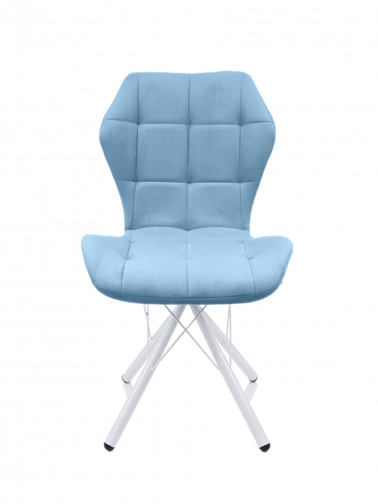 Стул на металлокаркасе Бабочка паутинка / небесно-серый / белые ножки