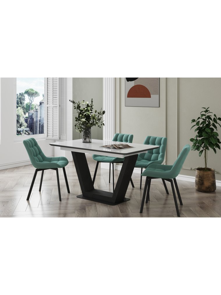 Стул на металлокаркасе Челси бирюзовый / черный