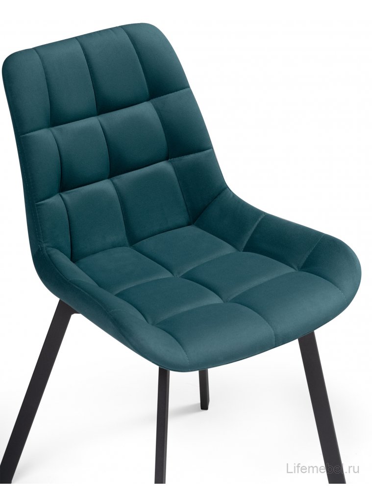 Стул на металлокаркасе Челси морская волна / черный