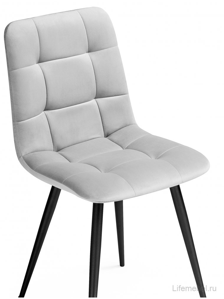 Стул на металлокаркасе Чилли К светло-серый велюр / черный каркас