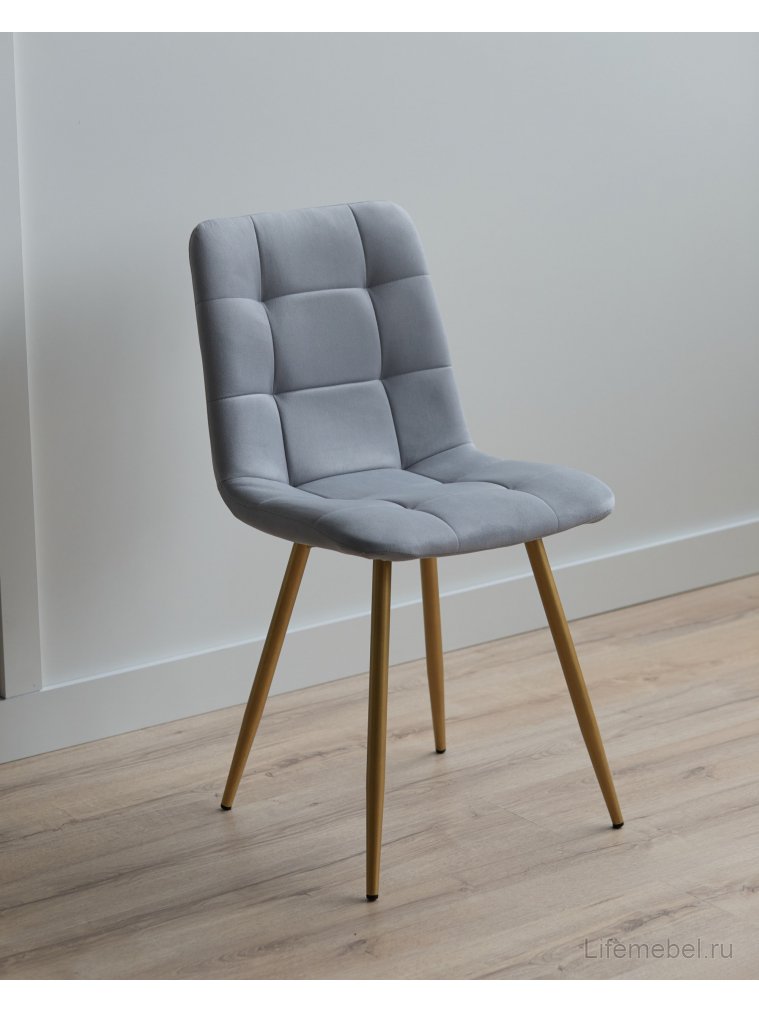 Стул на металлокаркасе Чилли светло-серый / золото