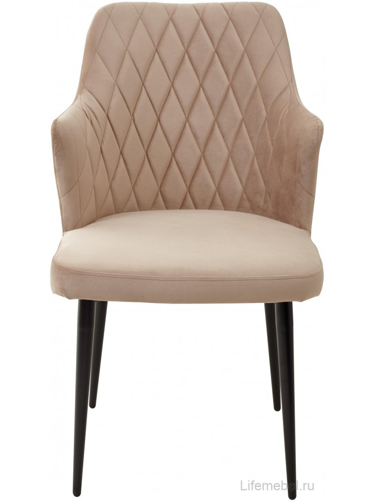 Стул на металлокаркасе Herman бежевый #5 велюр / черный каркас