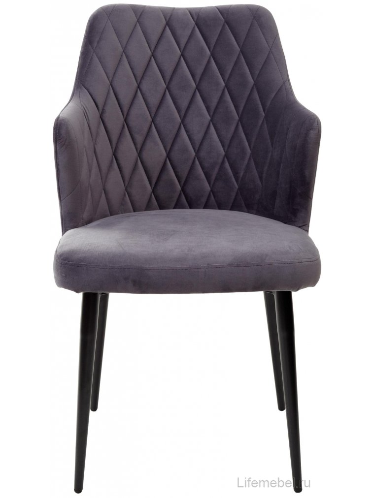 Стул на металлокаркасе Herman серый #27 велюр / черный каркас