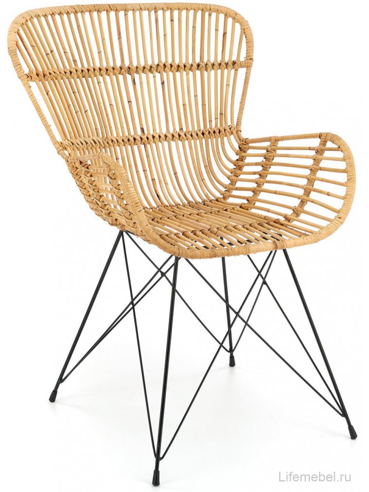 Стул на металлокаркасе K335 ротанг натуральный / черный