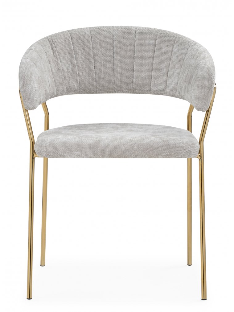 Стул на металлокаркасе Kamelia 1 light gray fabric / gold