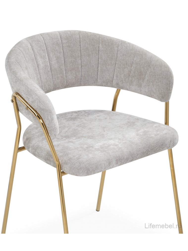 Стул на металлокаркасе Kamelia 1 light gray fabric / gold