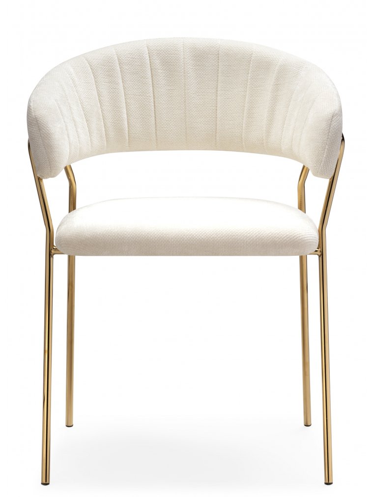 Стул на металлокаркасе Kamelia 1 white fabric / gold
