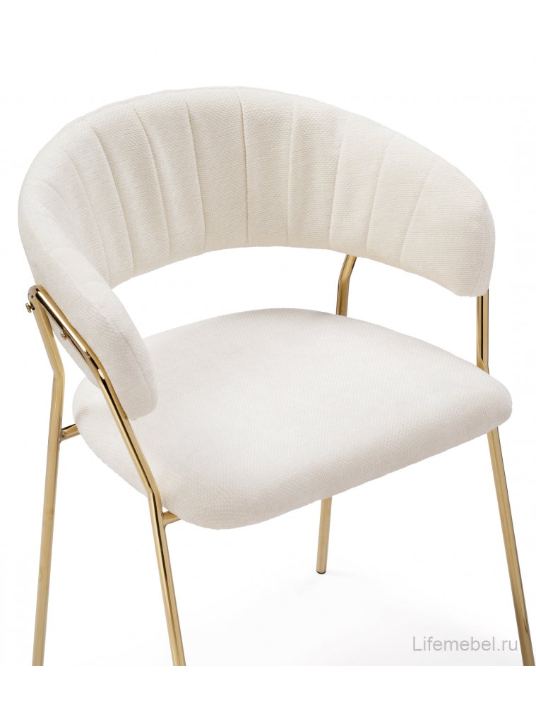 Стул на металлокаркасе Kamelia 1 white fabric / gold
