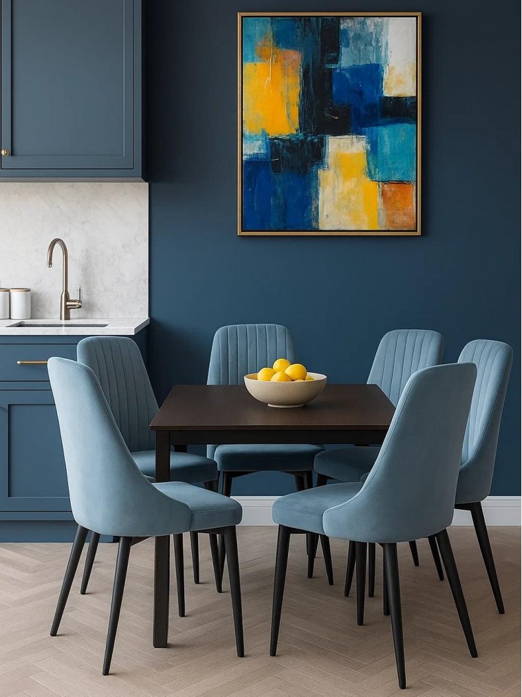Стул на металлокаркасе Kora light blue / black