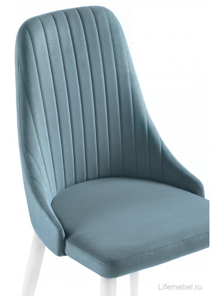 Стул на металлокаркасе Kora light blue / white