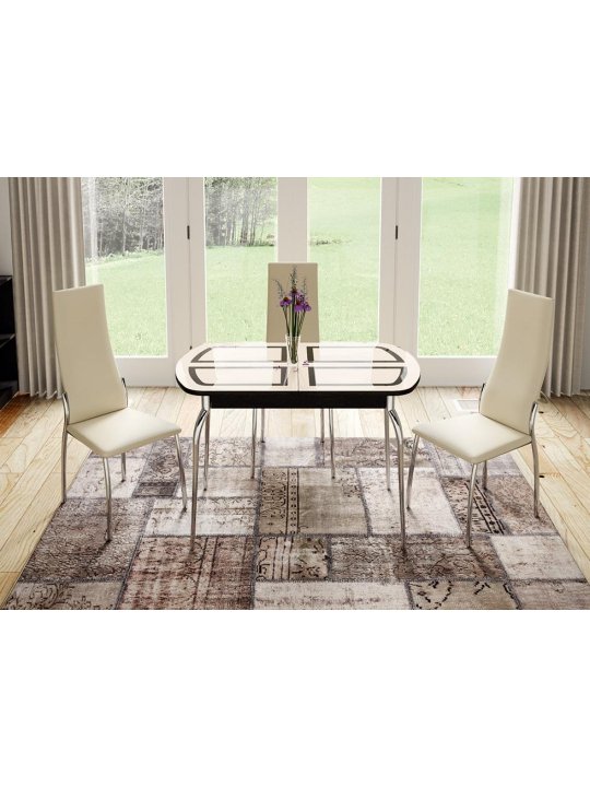 Стул на металлокаркасе Кредо хром / кожзам бежевый / ваниль 890