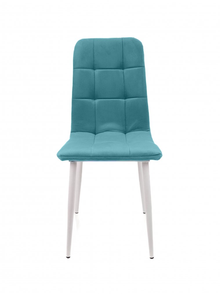 Стул на металлокаркасе Леон классика / аквамарин / белые ножки