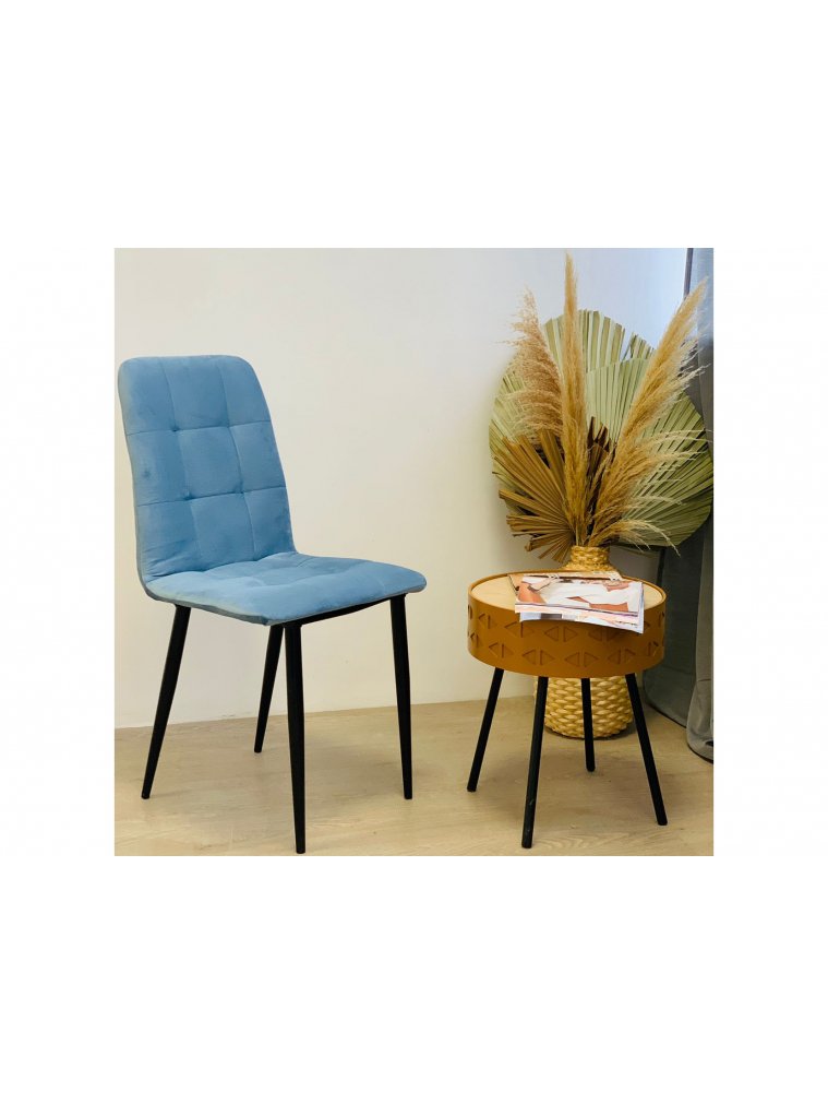 Стул на металлокаркасе Леон классика / небесно-серый / чёрные ножки