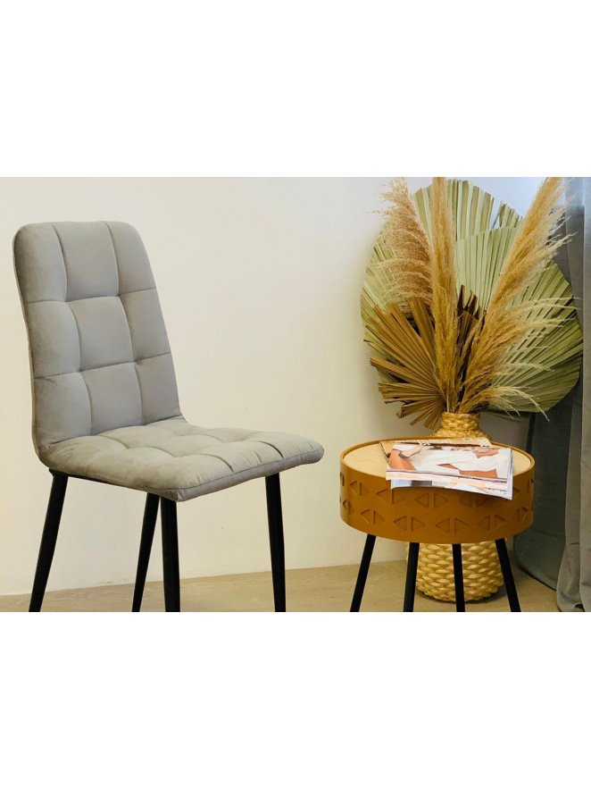 Стул на металлокаркасе Леон классика / серый / чёрные ножки