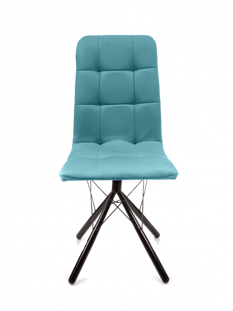 Стул на металлокаркасе Леон паутинка / аквамарин / чёрные ножки