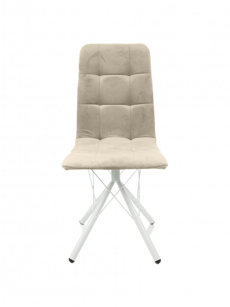 Стул на металлокаркасе Леон паутинка / бежевый / белые ножки