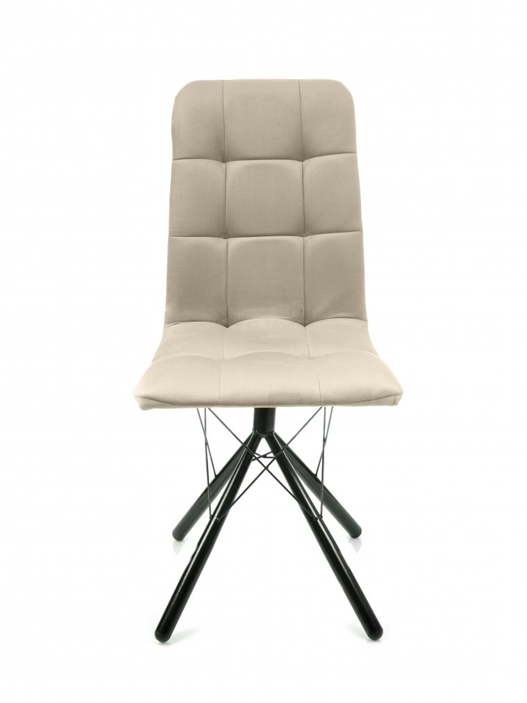 Стул на металлокаркасе Леон паутинка / бежевый / чёрные ножки