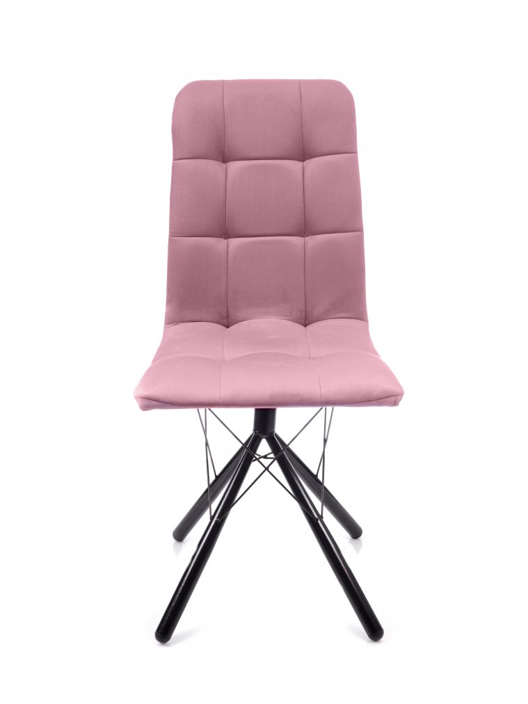Стул на металлокаркасе Леон паутинка / пудровый / чёрные ножки