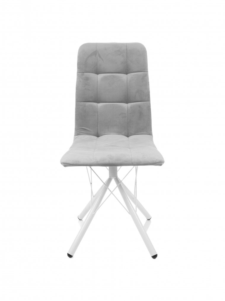 Стул на металлокаркасе Леон паутинка / серый / белые ножки