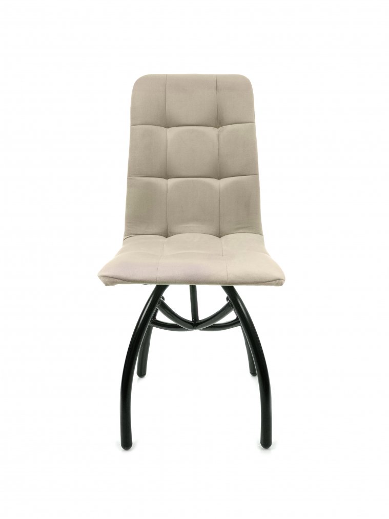 Стул на металлокаркасе Леон шарики / бежевый / чёрные ножки