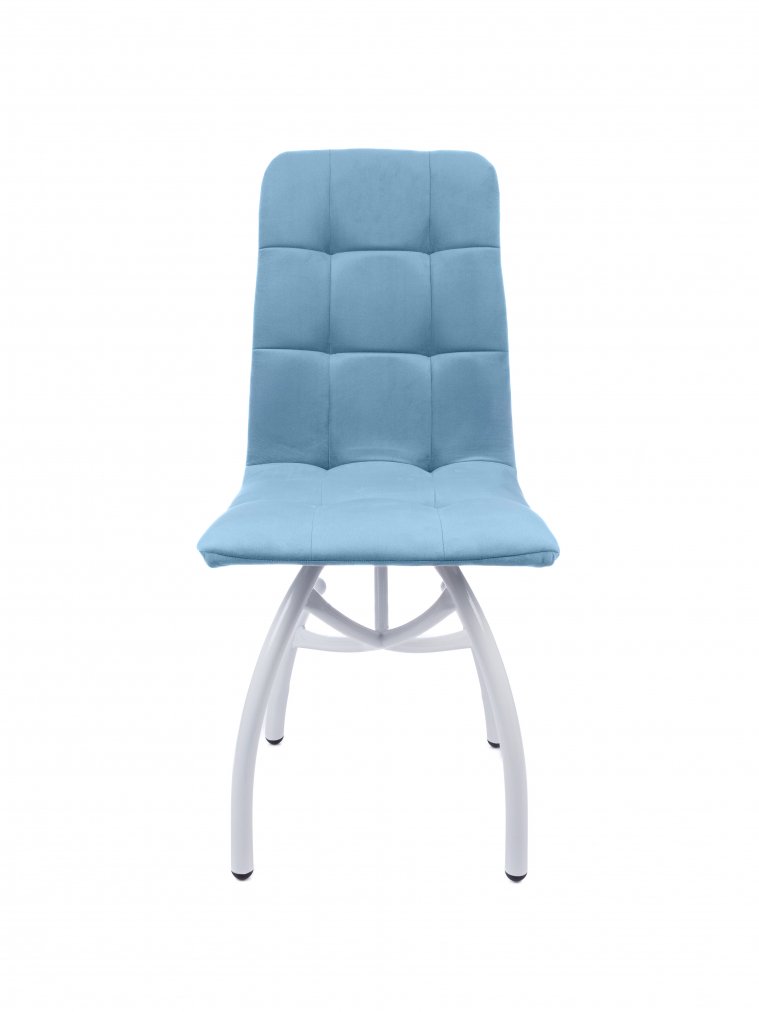 Стул на металлокаркасе Леон шарики / небесно-серый / белые ножки