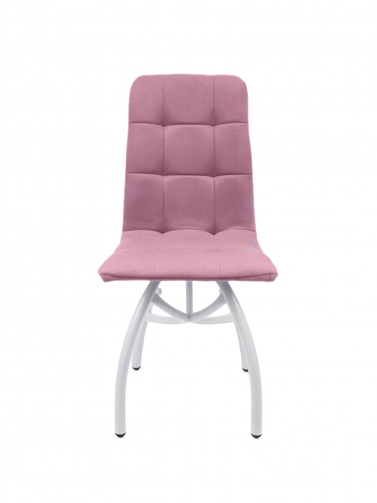 Стул на металлокаркасе Леон шарики / пудровый / белые ножки