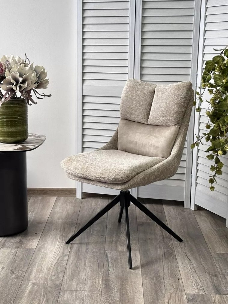 Стул на металлокаркасе Leroy 360 поворотный белый велюр / черный