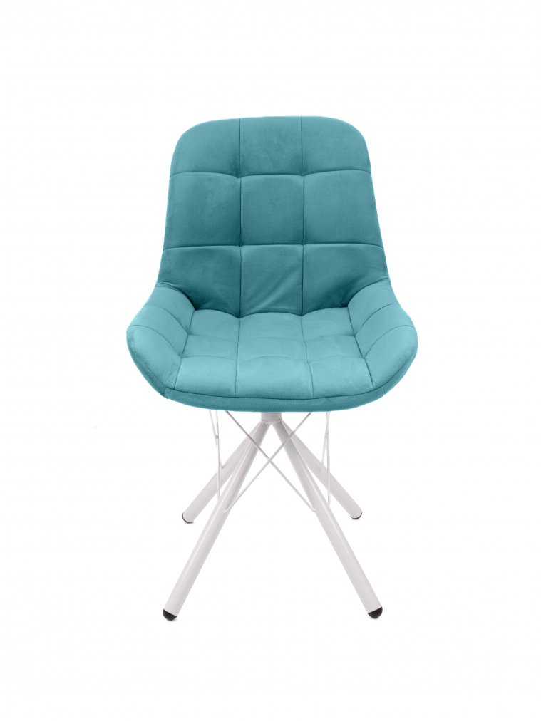 Стул на металлокаркасе Лира паутинка / аквамарин / белые ножки