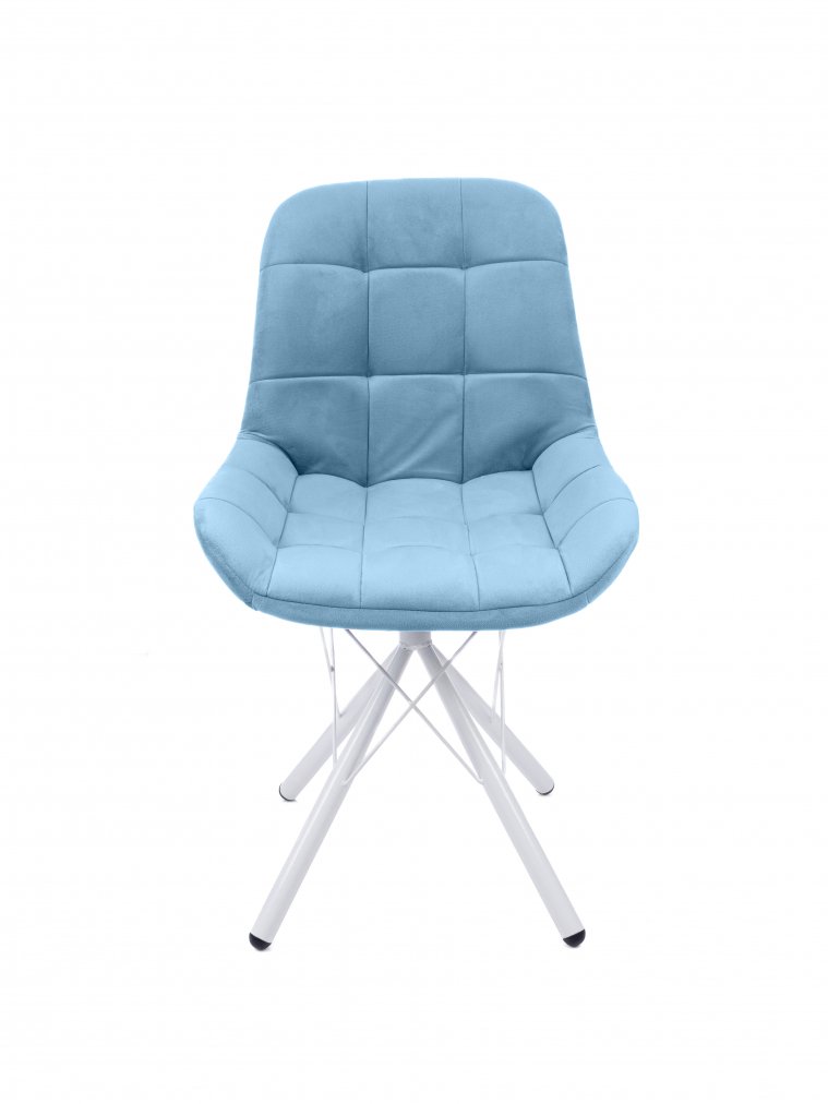 Стул на металлокаркасе Лира паутинка / небесно-серый / белые ножки