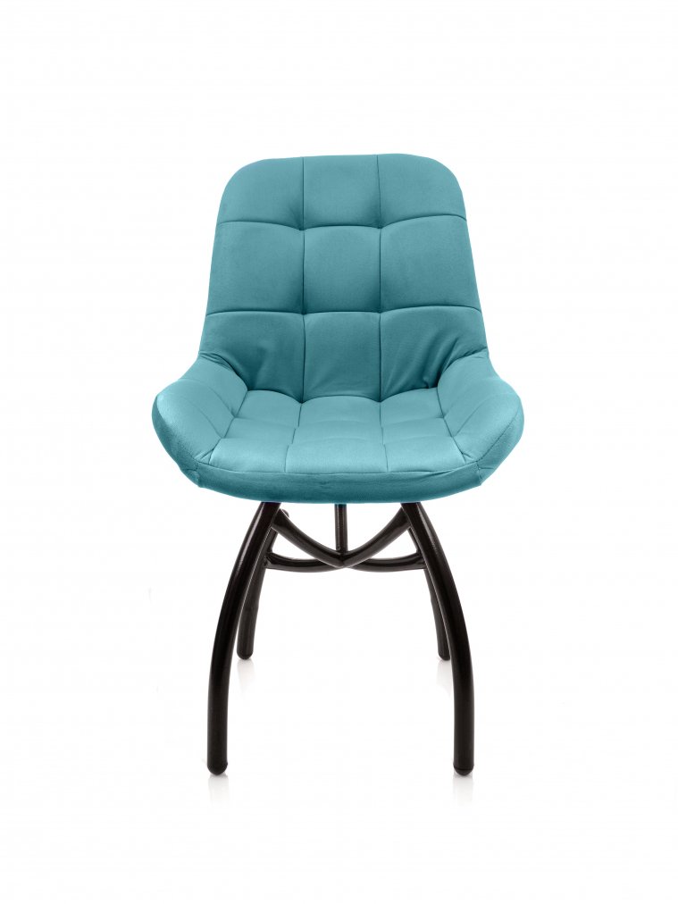 Стул на металлокаркасе Лира шарики / аквамарин / чёрные ножки