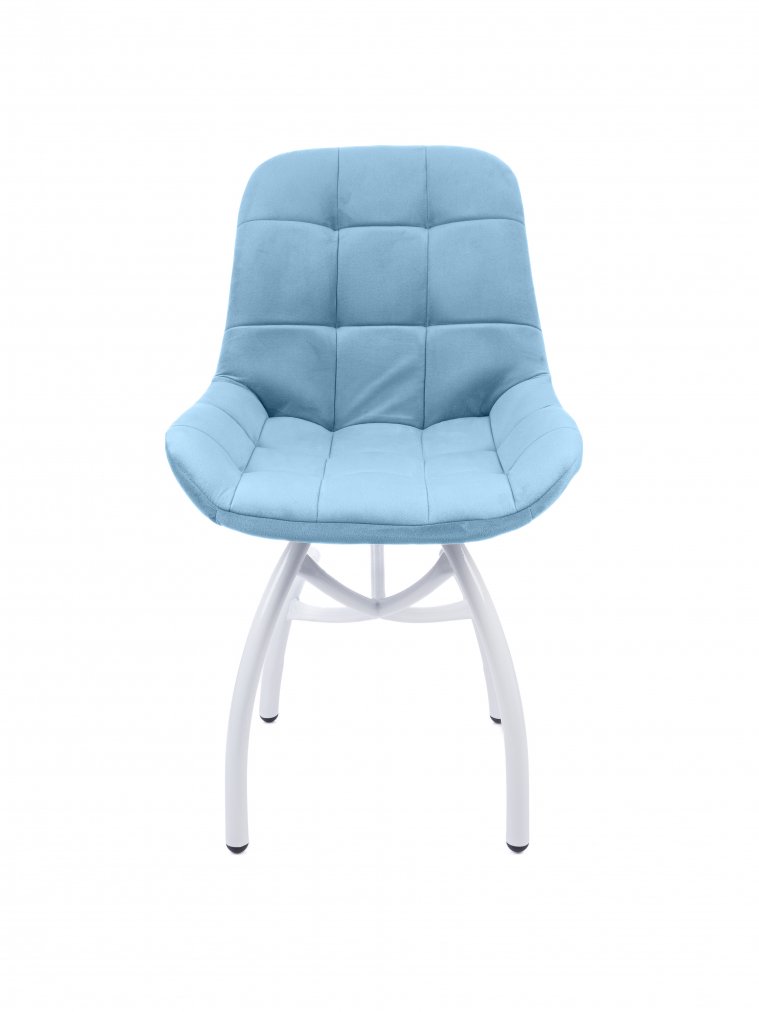 Стул на металлокаркасе Лира шарики / небесно-серый / белые ножки