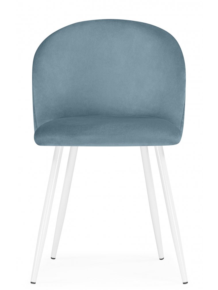 Стул на металлокаркасе Логан велюр голубой / белый каркас