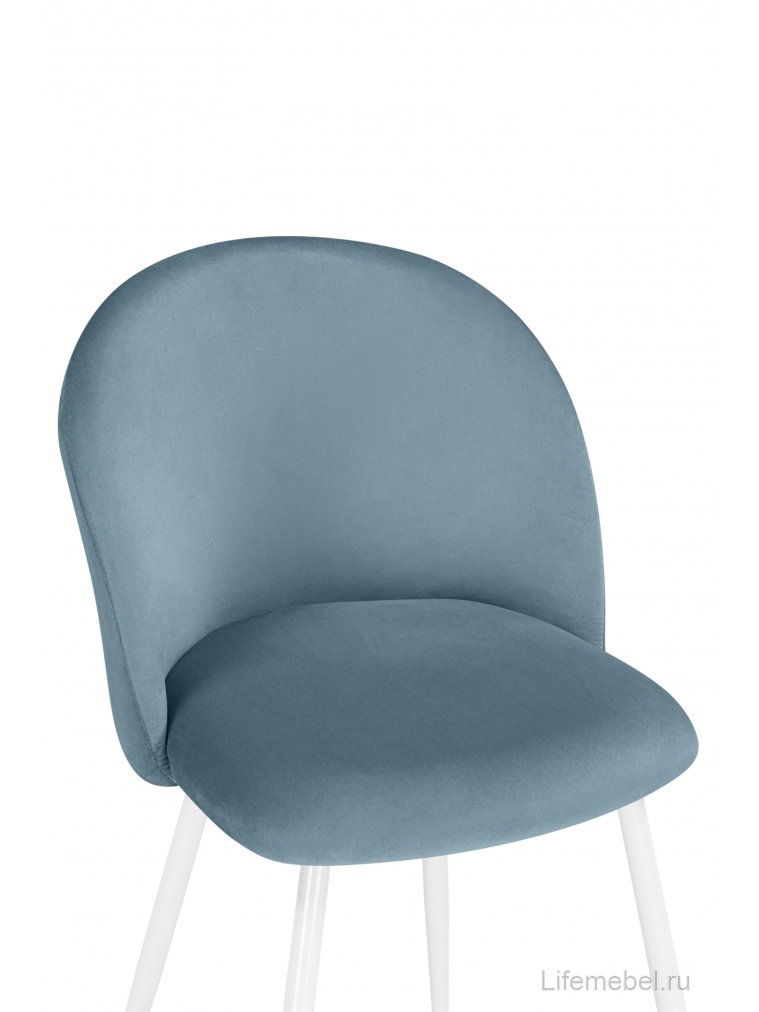 Стул на металлокаркасе Логан велюр голубой / белый каркас