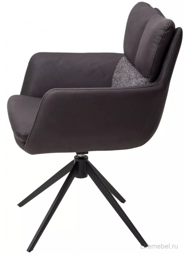 Стул на металлокаркасе Luis 360 поворотный темно-серая экокожа / букле / черный