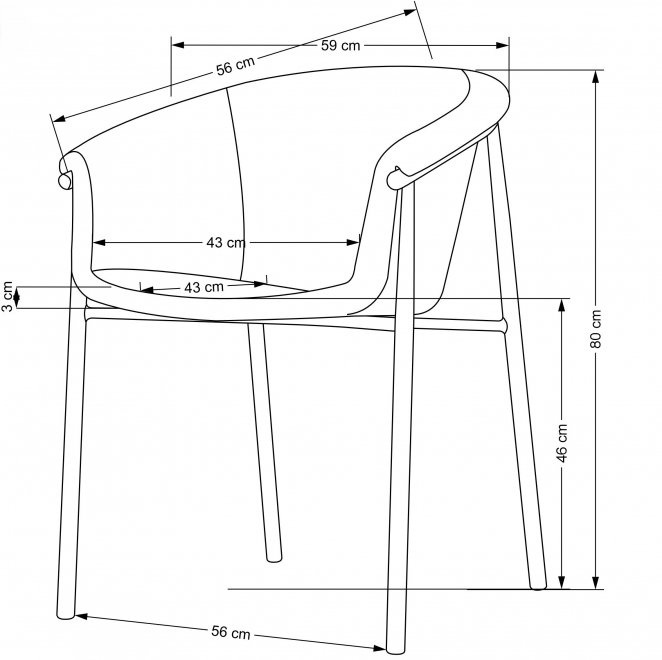 Стул на металлокаркасе K489 серый