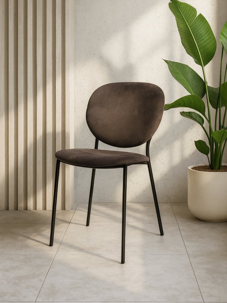 Стул на металлокаркасе Саранда кофе / черный глянец