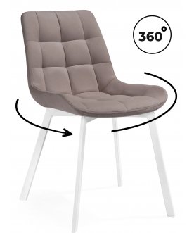 Стул на металлокаркасе Челси К 360 латте велюр (velutto 08) / белый