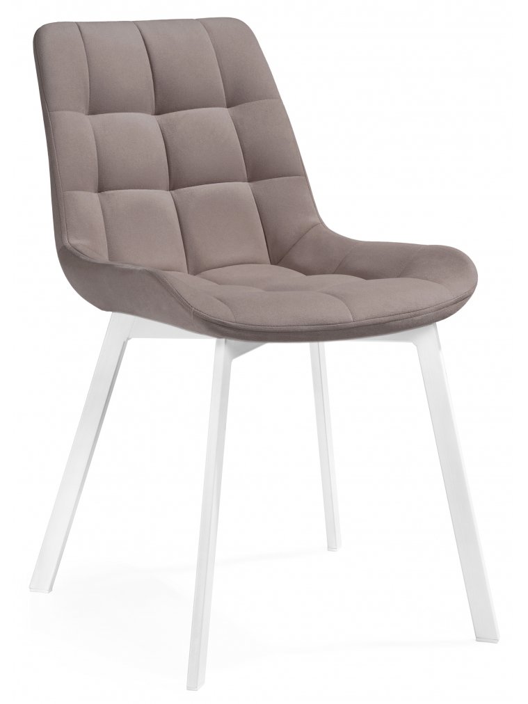 Стул на металлокаркасе Стронг 360 латте (велютто 08) / белый каркас