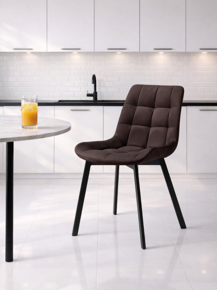 Стул на металлокаркасе Стронг коричневый (hl 73) / черный каркас