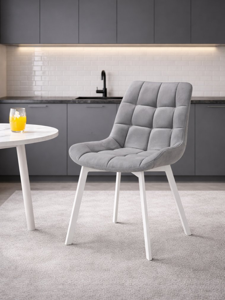 Стул на металлокаркасе Стронг вращающийся светло-серый (hl 63) / белый каркас