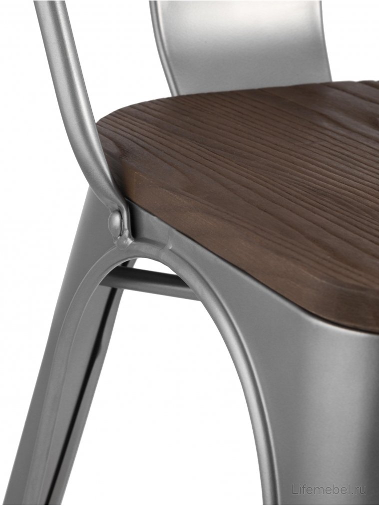 Стул на металлокаркасе Тиоли серебристый матовый / темное дерево