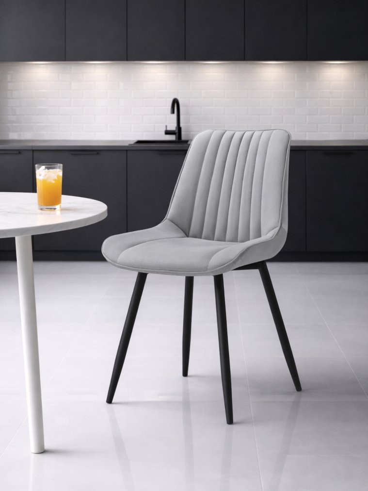 Стул на металлокаркасе Вейв вращающийся светло-серый (hl 63) / черный каркас