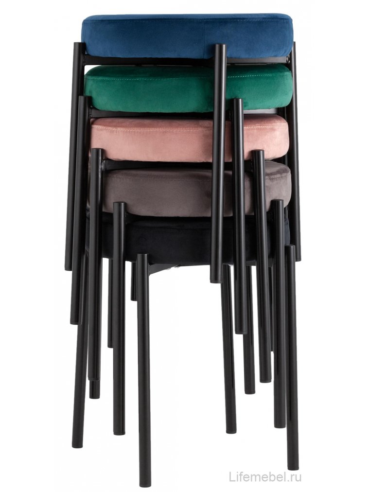 Табурет Альма синий велюр