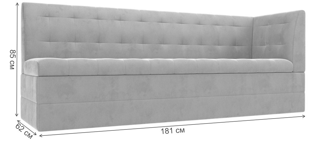 Кухонный диван Гарнет правый бирюзовый велюр