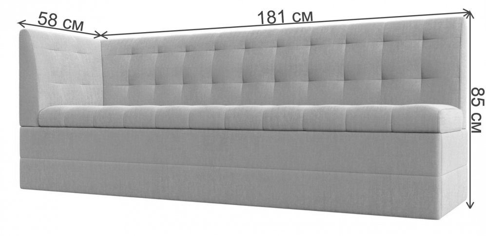 Кухонный диван Бриз левый рогожка berat серая