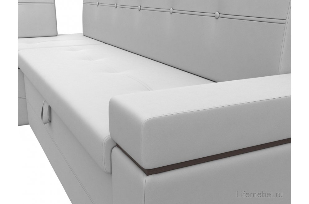 Кухонный диван Деметра угловой экокожа белый левый