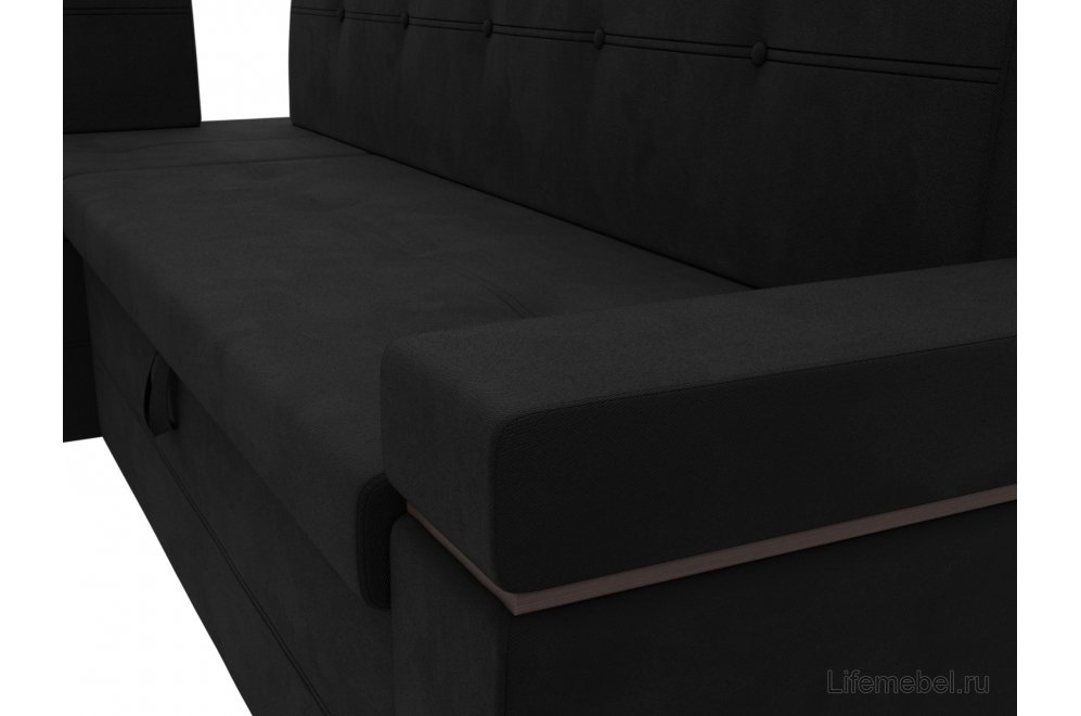 Кухонный диван Деметра угловой микровельвет черный левый