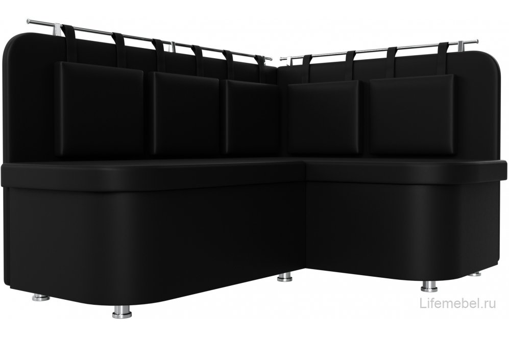 Кухонный диван Уют-2 правый экокожа черный