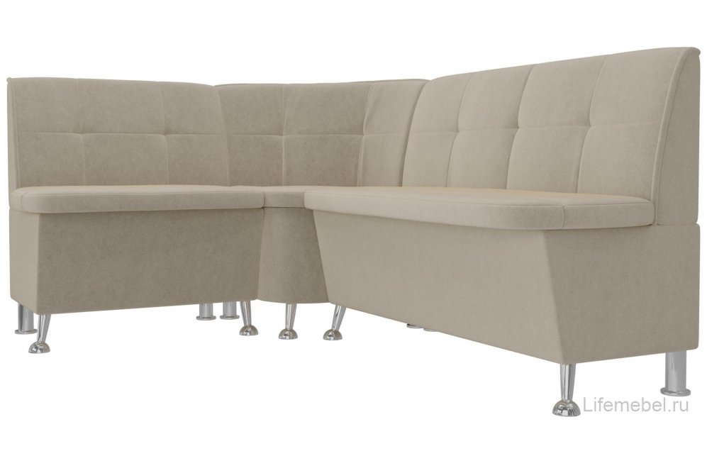 Кухонный диван угловой Феникс левый бежевый микровельвет