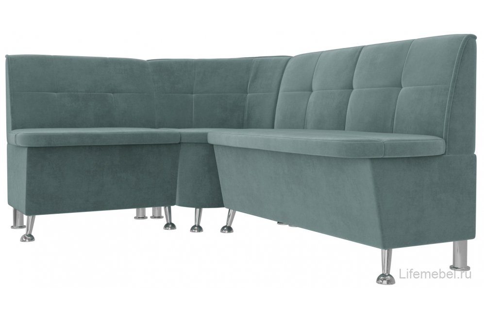 Кухонный диван угловой Феникс левый бирюзовый велюр